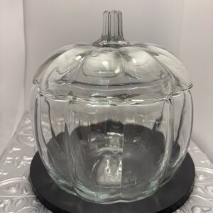 Vintage Anker Hocking clear Glass Pumpkin Cookie/candy/ Decor